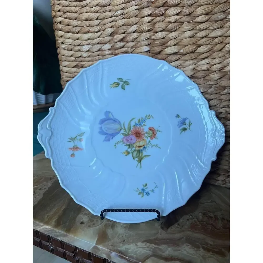 12” floral hand painted tray